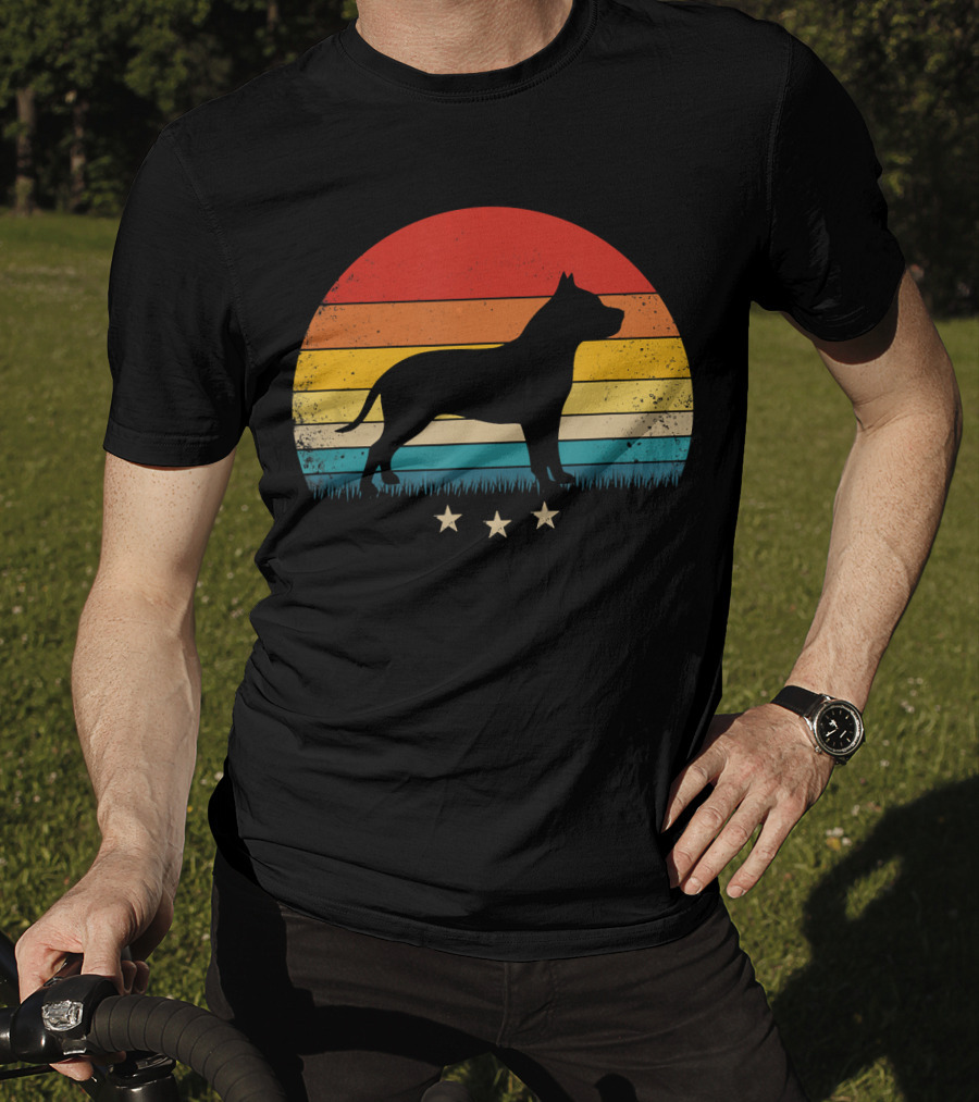 Vintage Pitbull Sunset With Stars T-Shirt
