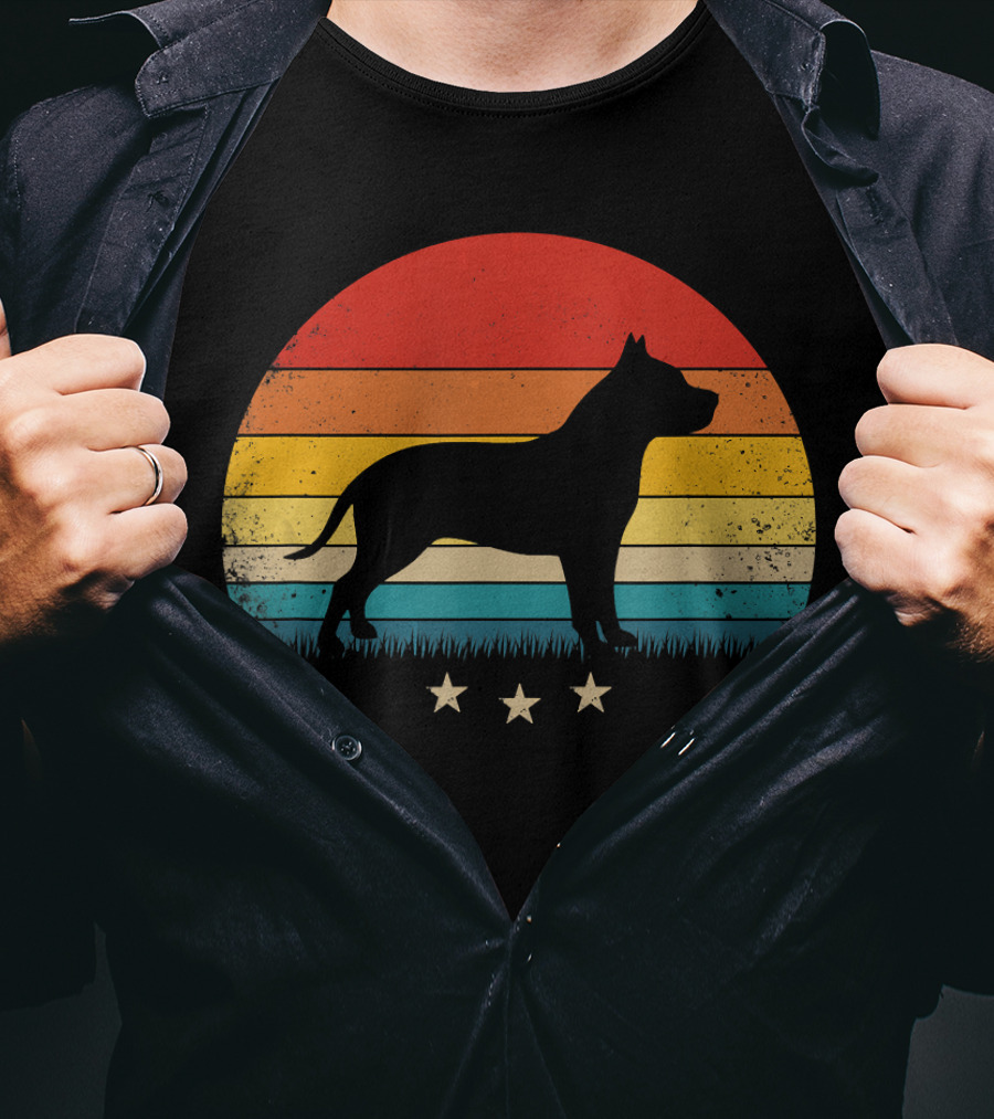 Vintage Pitbull Sunset With Stars T-Shirt