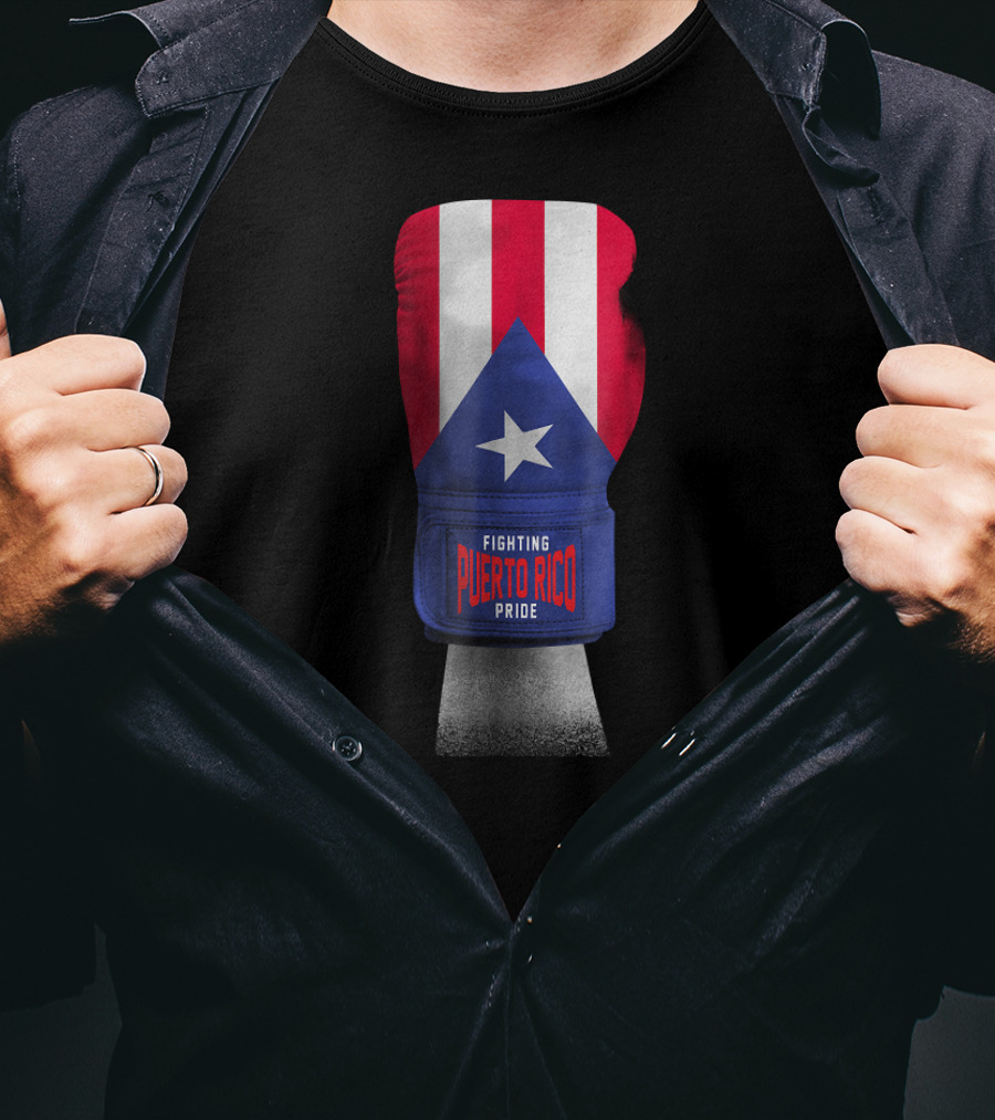 Fighting Puerto Rico Pride Vintage Flag Boxing Gloves T-Shirt