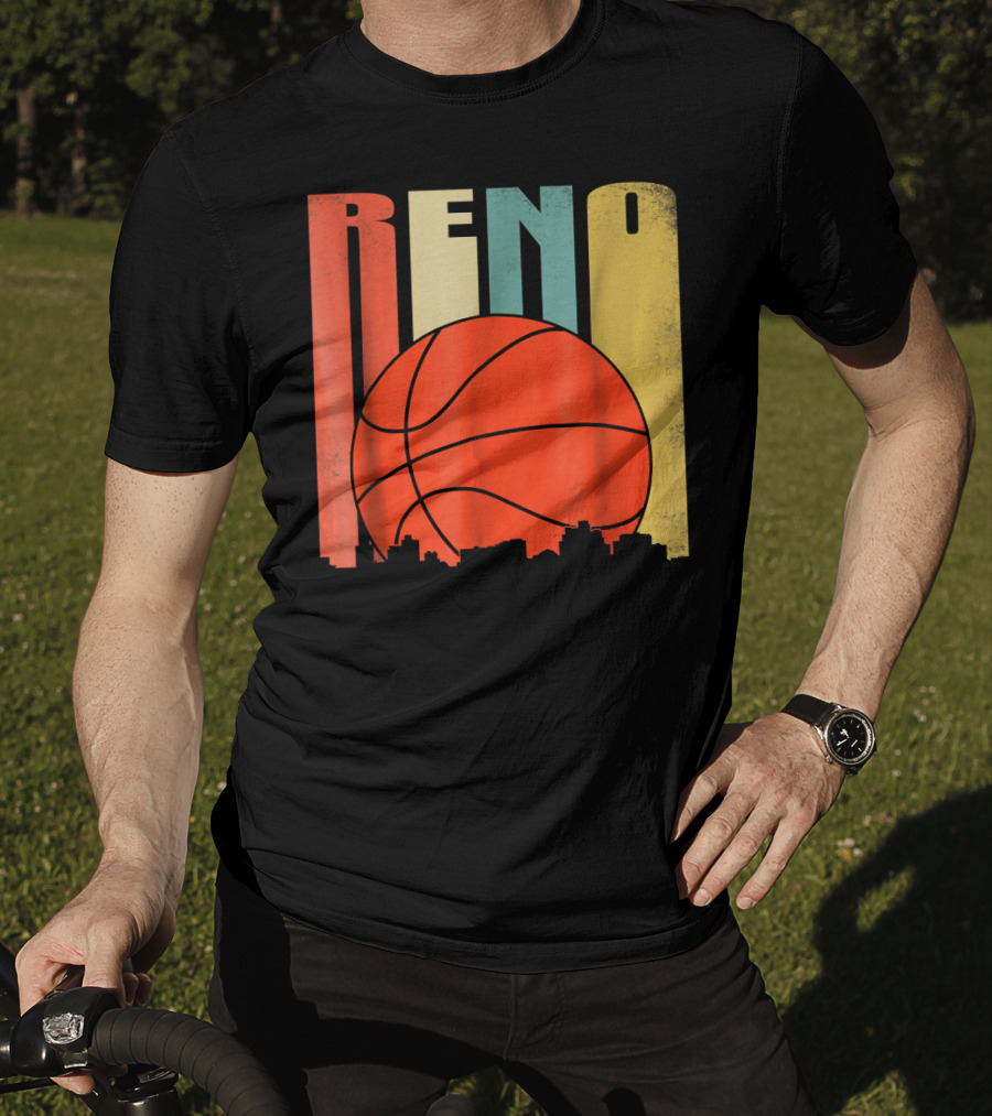 Reno Nevada Retro Basketball Skyline T-Shirt