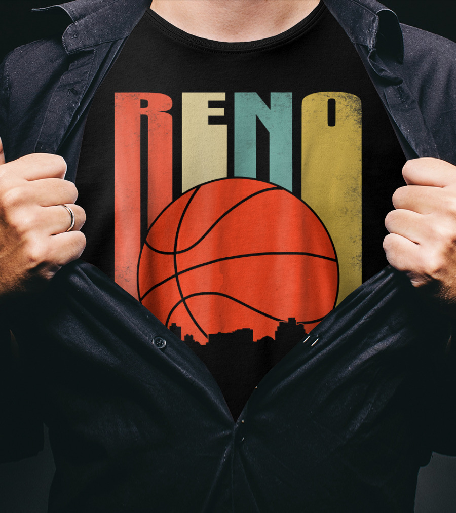Reno Nevada Retro Basketball Skyline T-Shirt