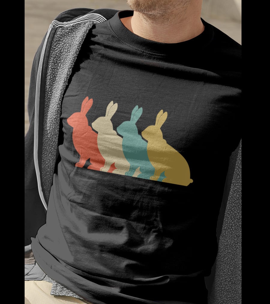 Vintage Art Bunny Rabbit Lover Whispere Four Colorful T-Shirt