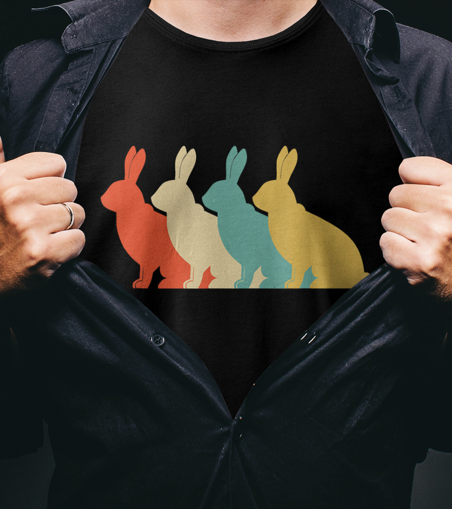 Vintage Art Bunny Rabbit Lover Whispere Four Colorful T-Shirt