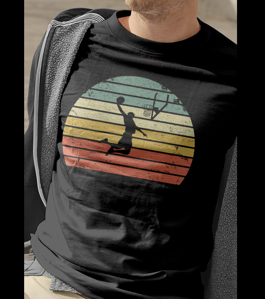 Vintage Basketball Dunk Sunset Retro T-Shirt