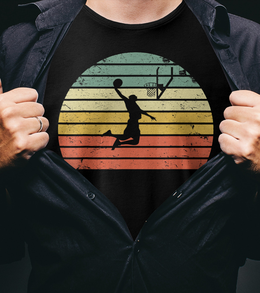 Vintage Basketball Dunk Sunset Retro T-Shirt
