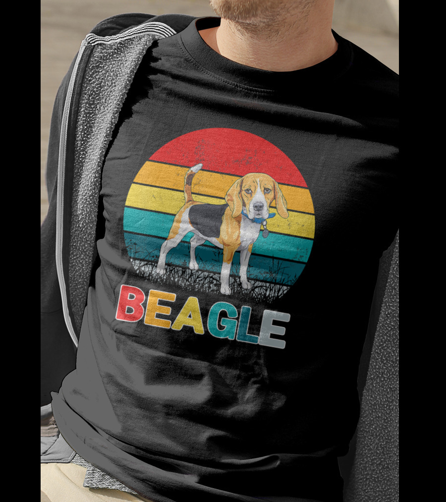 Vintage Beagle Retro Stripes Graphics T-Shirt