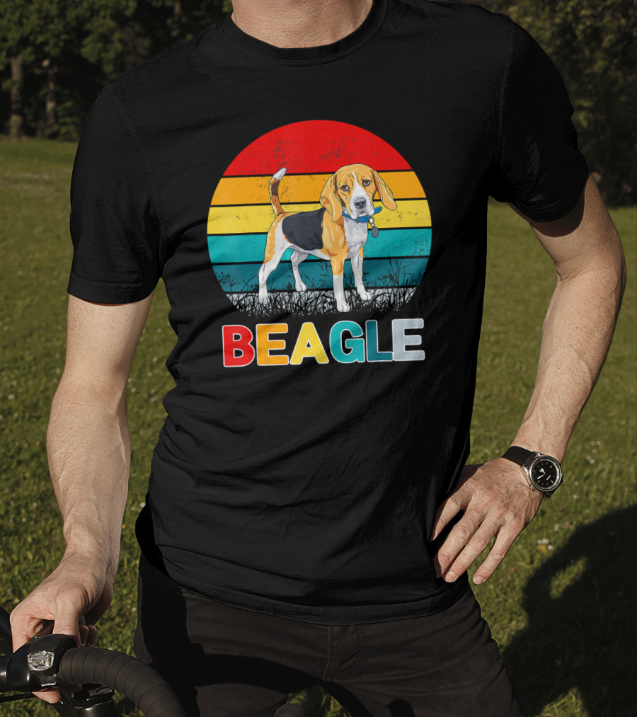 Vintage Beagle Retro Stripes Graphics T-Shirt