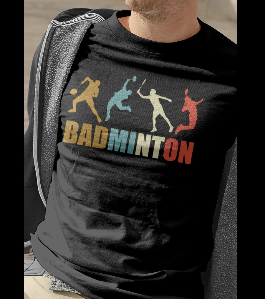 Vintage Style Badminton Mom 70s Badminton Sports T-Shirt