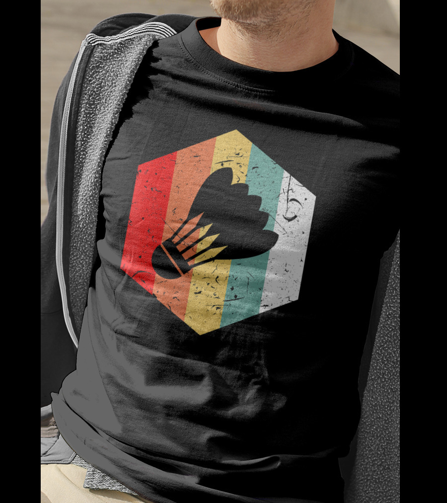 Vintage Shuttlecock Retro Hexagon Sports T-Shirt