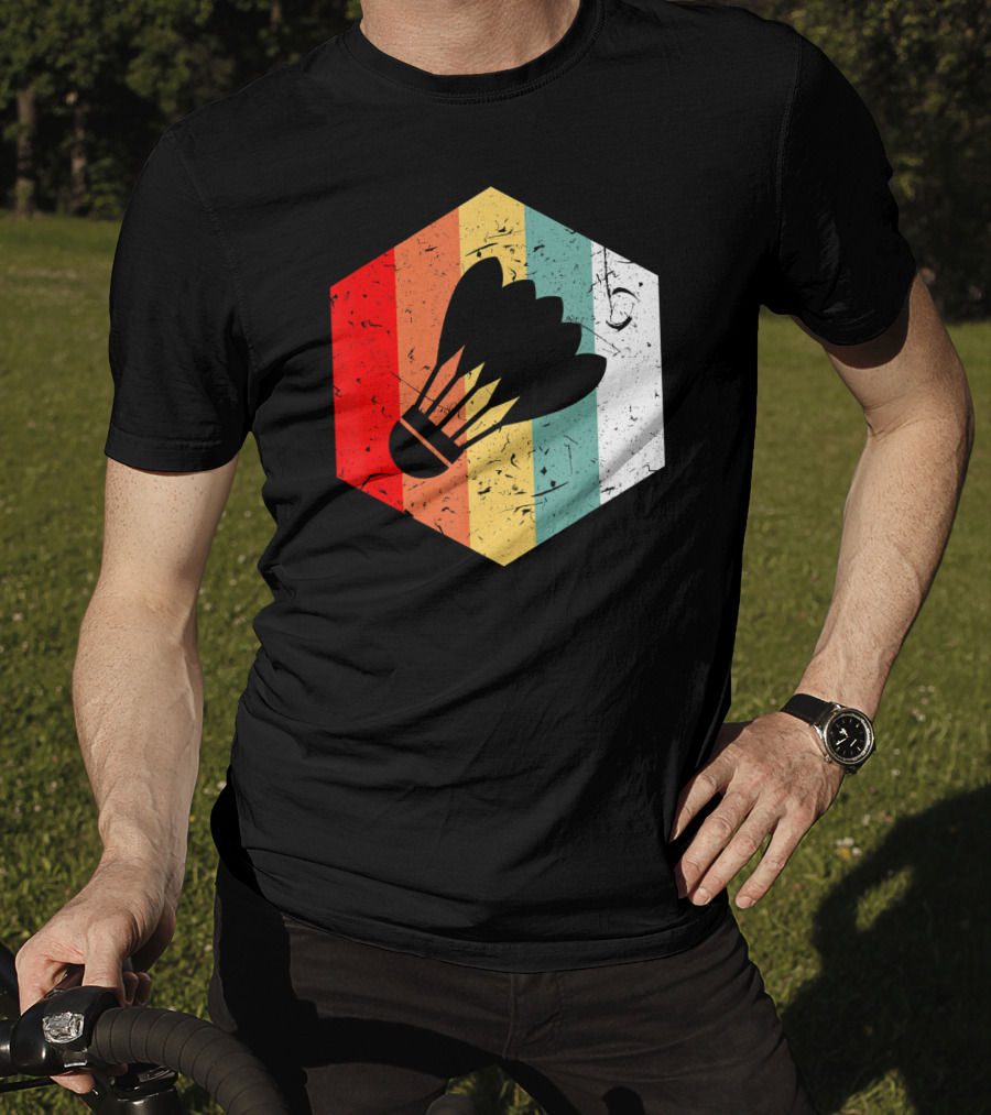 Vintage Shuttlecock Retro Hexagon Sports T-Shirt