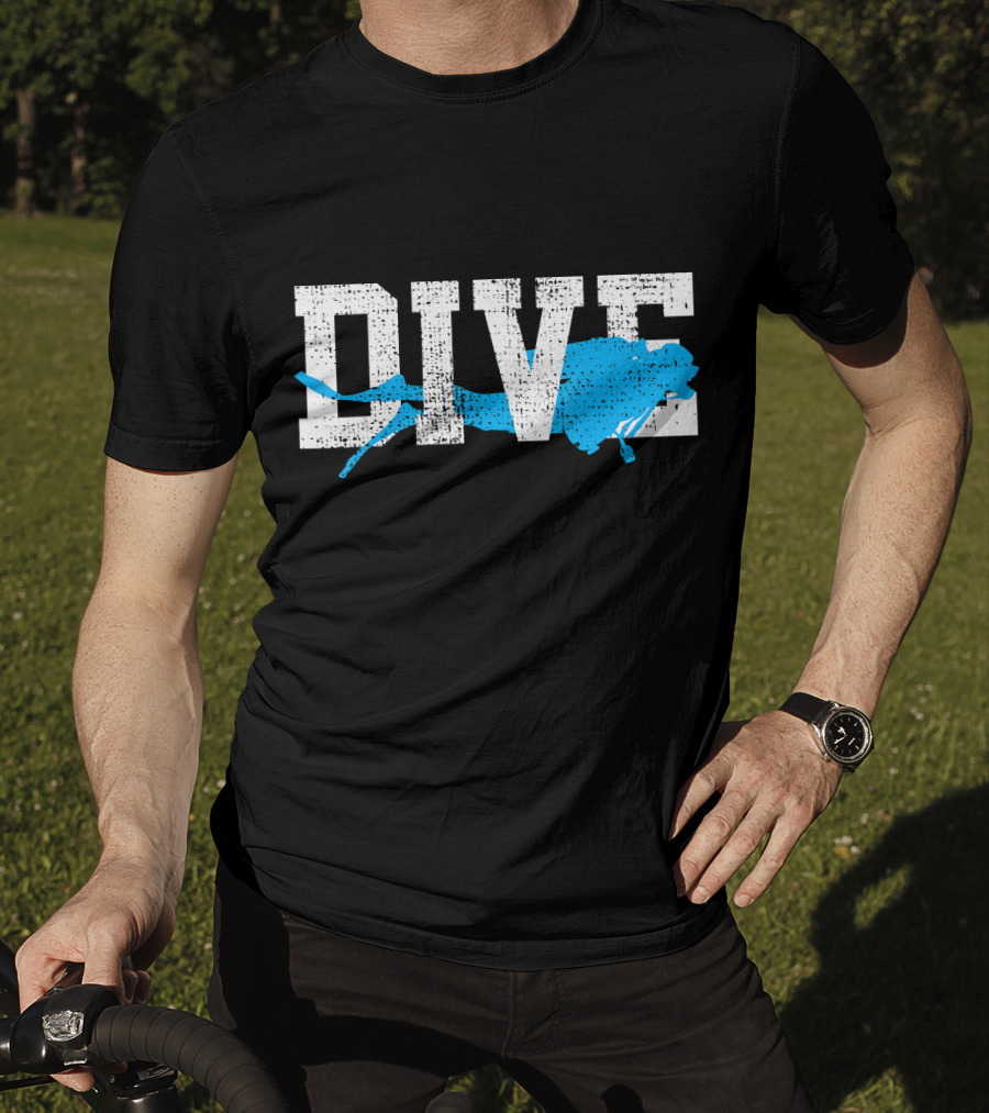 Vintage Scuba Diving Dive Diver Station Scho Bold Dive Text With Diver T-Shirt