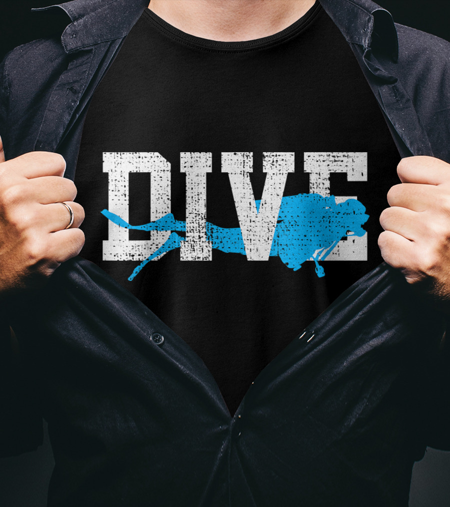 Vintage Scuba Diving Dive Diver Station Scho Bold Dive Text With Diver T-Shirt