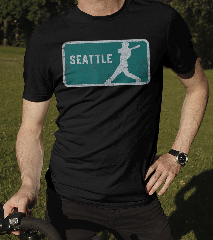 Seattle Vintage Baseball Player Silhouette SEA T-Shirt