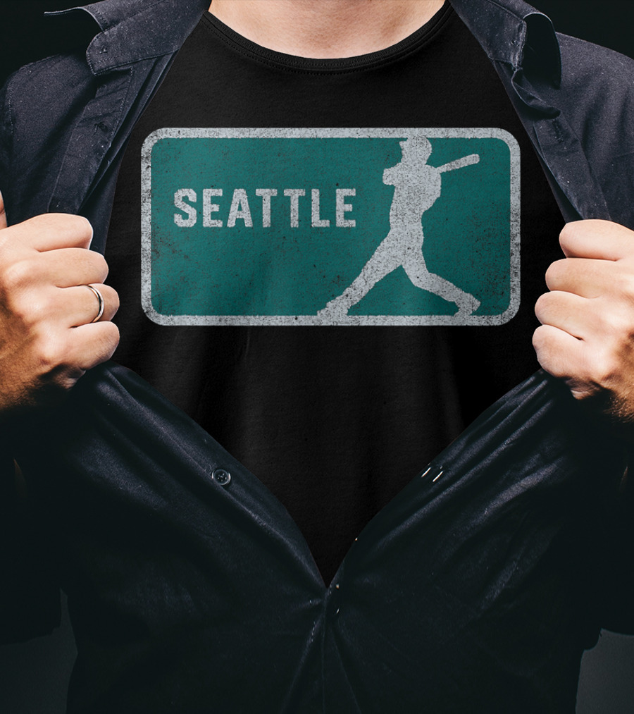 Seattle Vintage Baseball Player Silhouette SEA T-Shirt