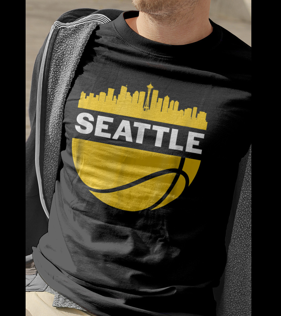 Seattle Skyline Basketball Cityscape Vintage T-Shirt