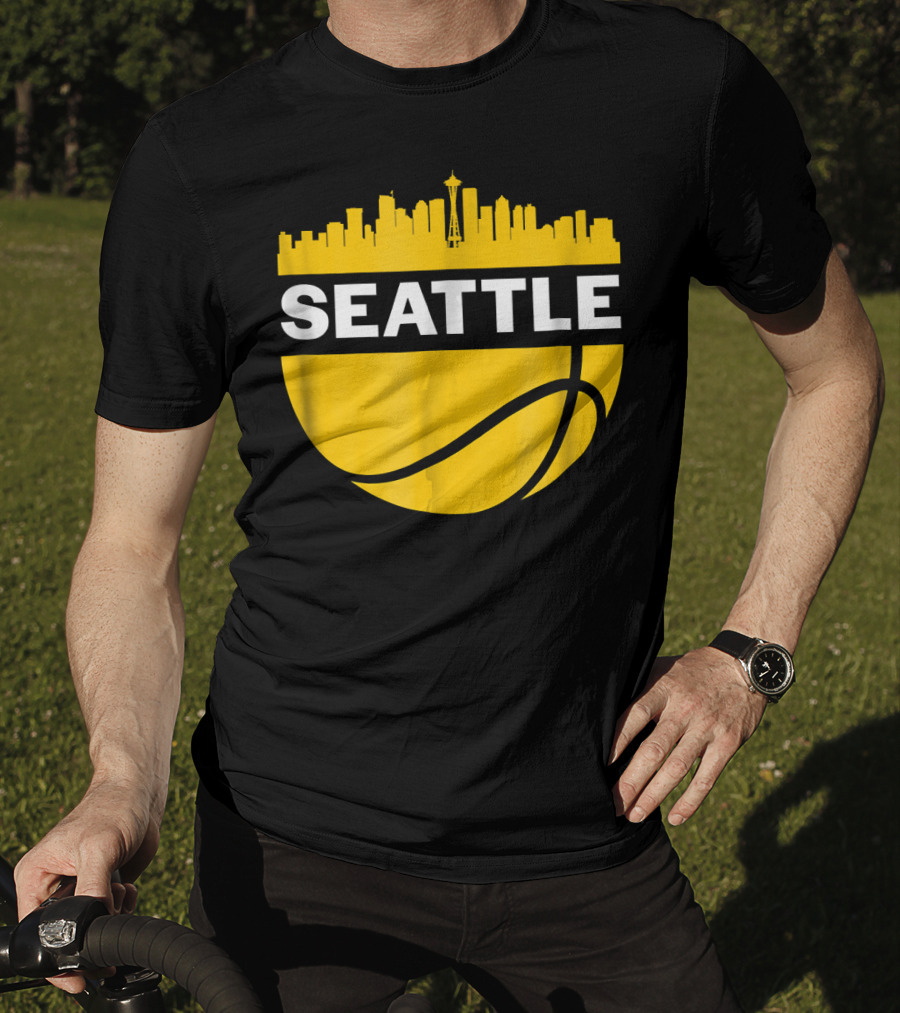 Seattle Skyline Basketball Cityscape Vintage T-Shirt