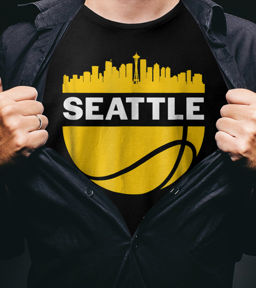 Seattle Skyline Basketball Cityscape Vintage T-Shirt