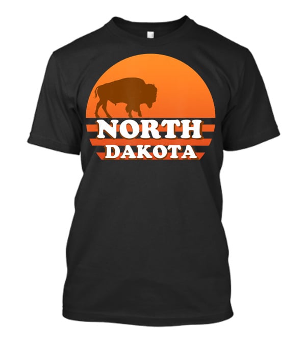 Vintage Sunset North Dakota 70s 80s Retro Buffalo T-Shirt