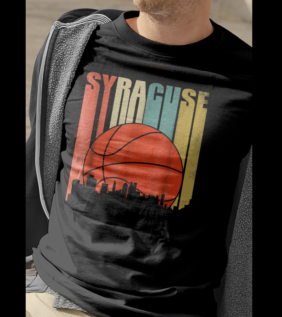 Syracuse New York Vintage City Skyline Basketball T-Shirt