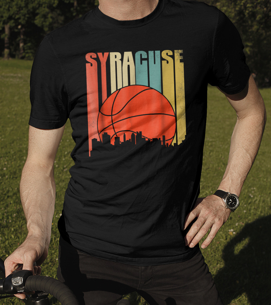 Syracuse New York Vintage City Skyline Basketball T-Shirt