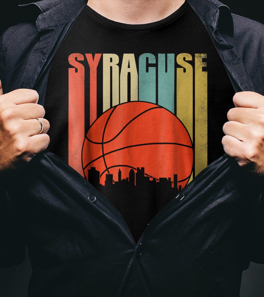Syracuse New York Vintage City Skyline Basketball T-Shirt