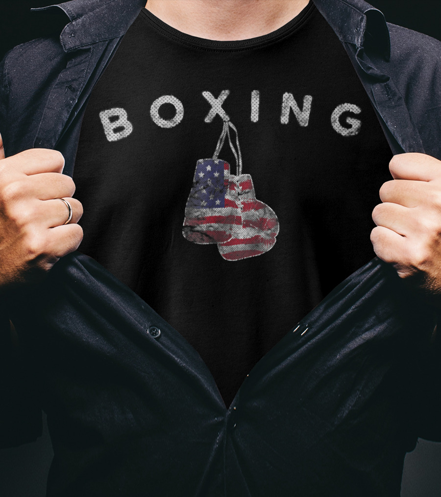 Boxing Vintage US Flag Gloves T-Shirt