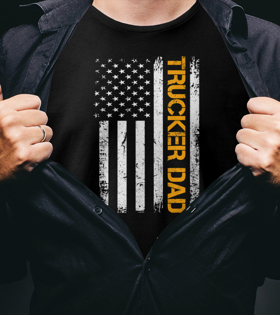 Trucker Dad Vintage American Flag USA T-Shirt