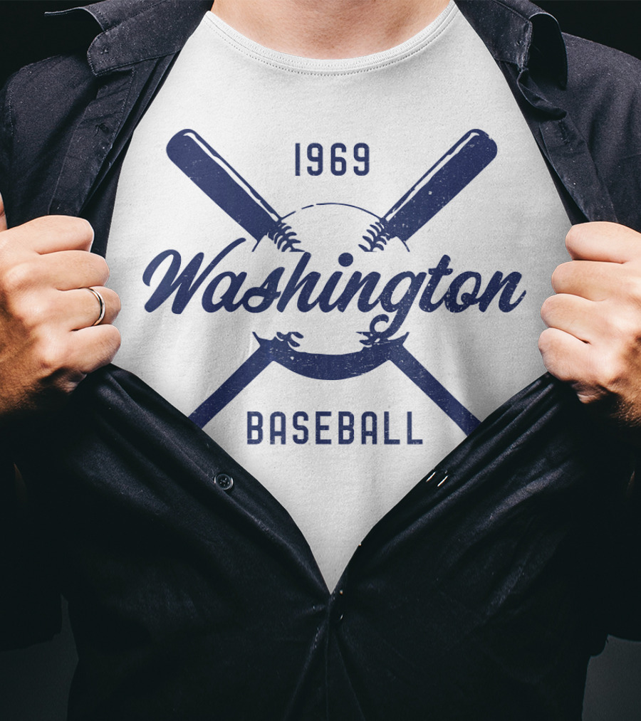 Vintage Look Distressed Washington 1969 Baseball T-Shirt