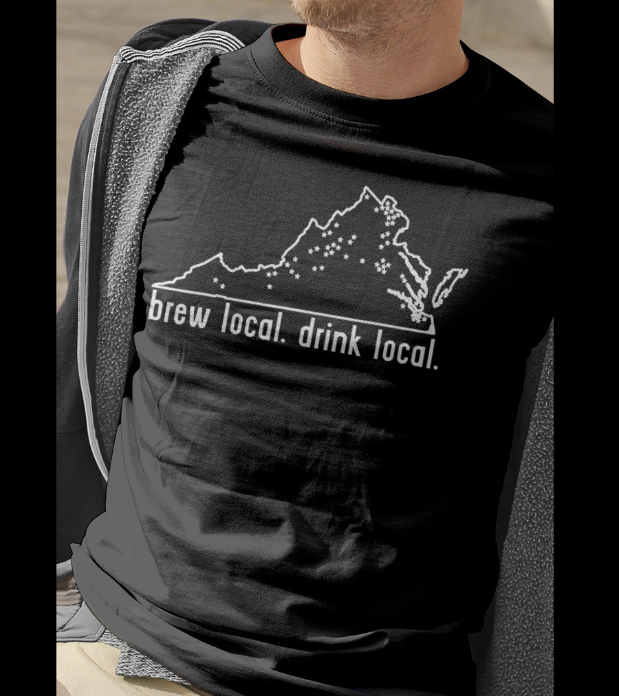 Virginia State Brewery Map Brew Local Drink Local Craft Beer T-Shirt