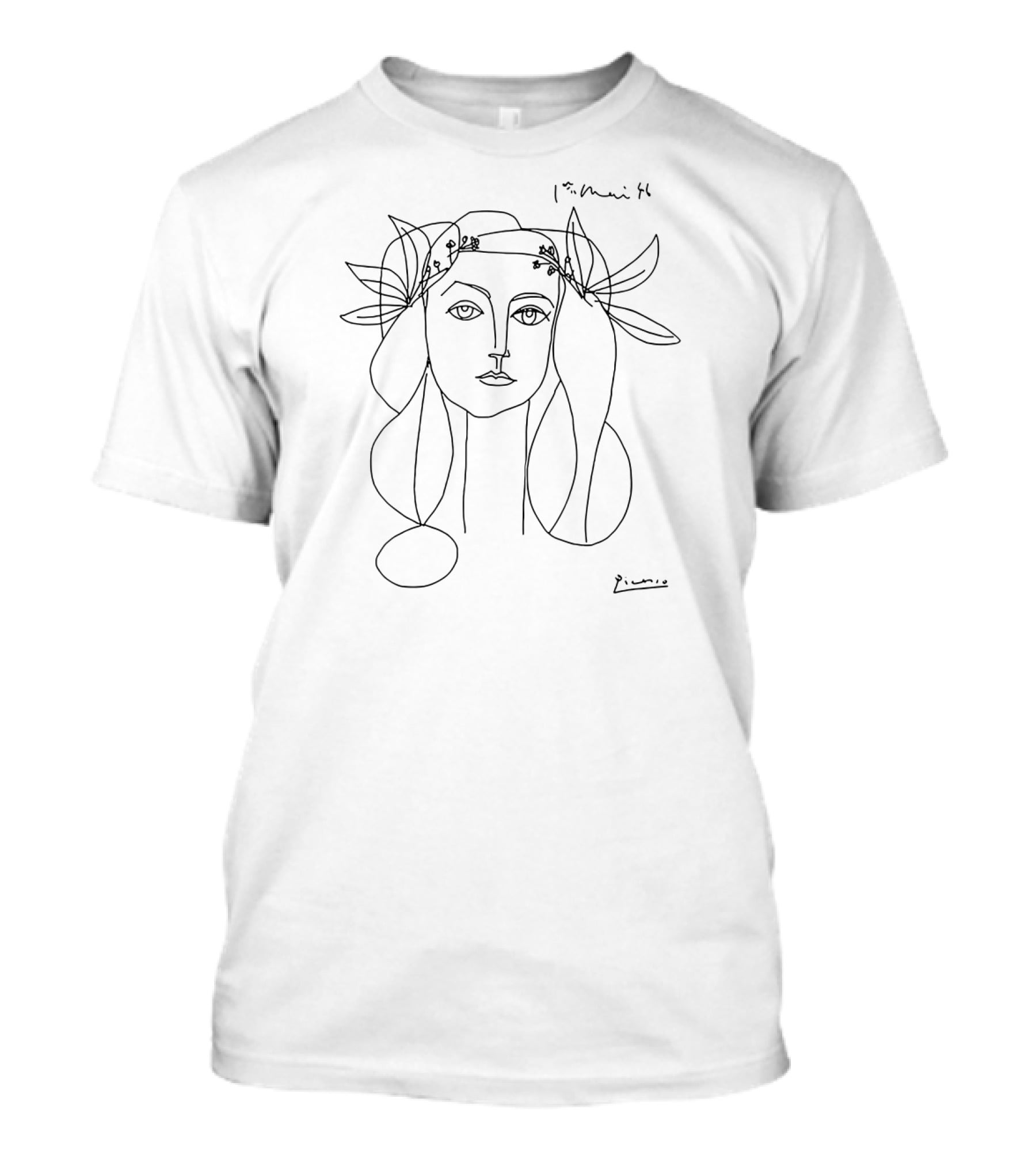 War And Peace 1952 Line Art Face Pablo Picas T-Shirt