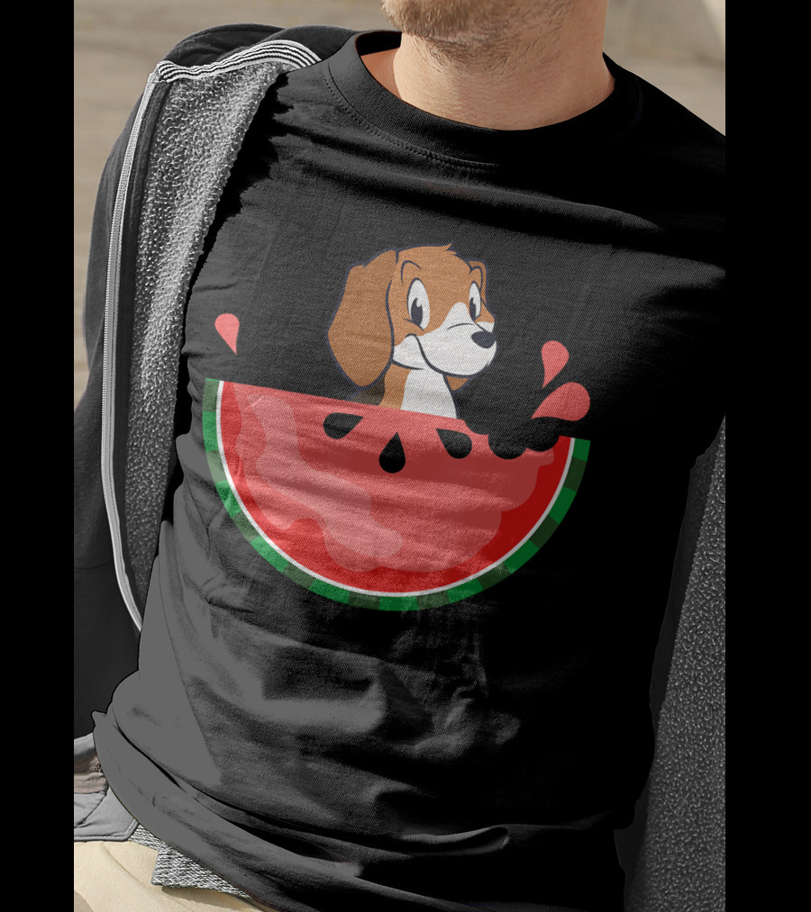 Watermelon With Beagle Summer Vacation Fun T-Shirt