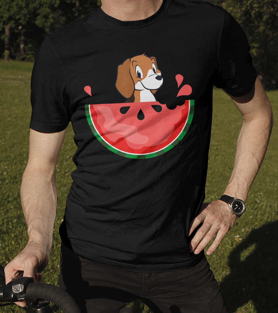 Watermelon With Beagle Summer Vacation Fun T-Shirt