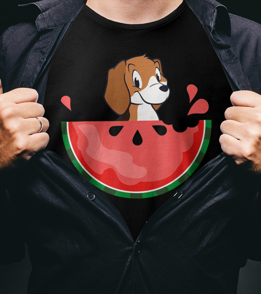 Watermelon With Beagle Summer Vacation Fun T-Shirt