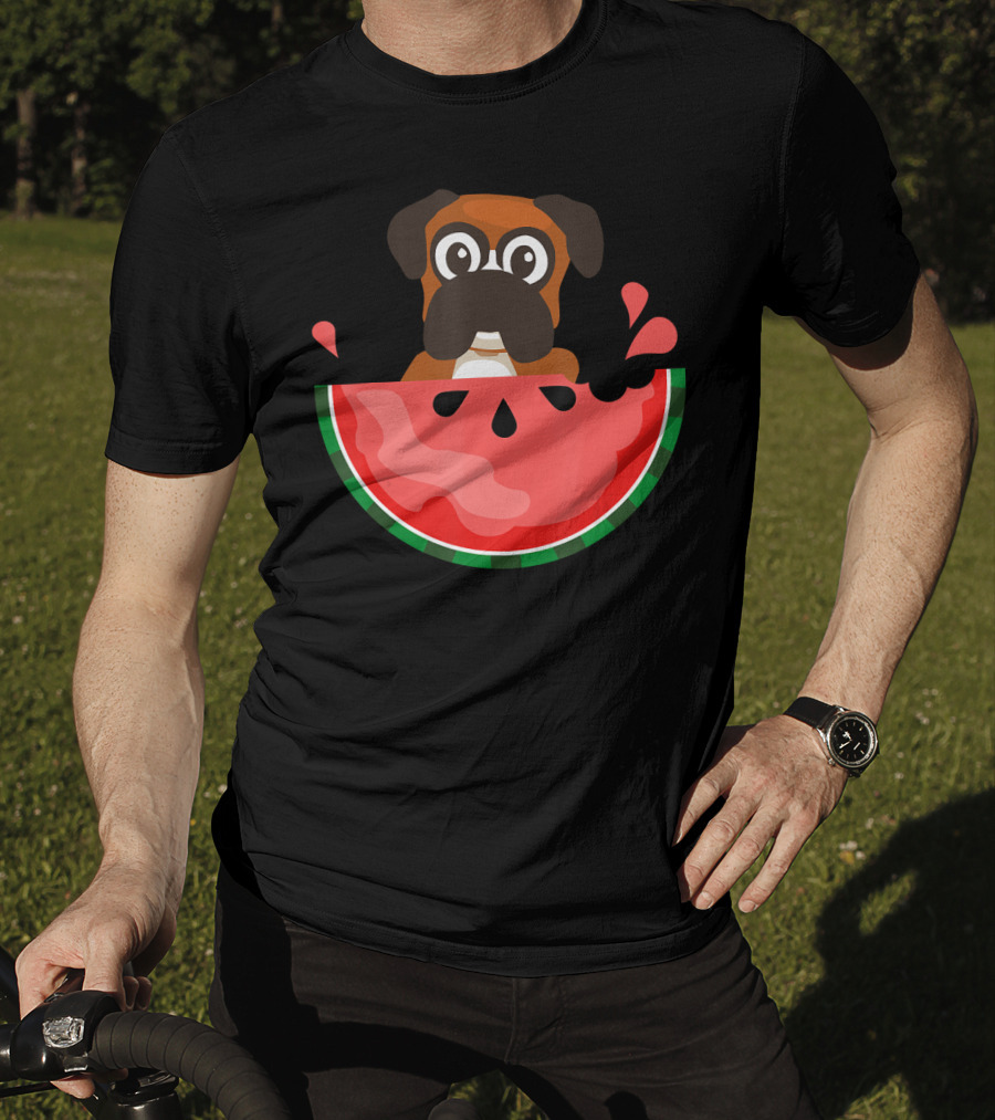 Watermelon With Boxer Summer Vacation Dog T-Shirt
