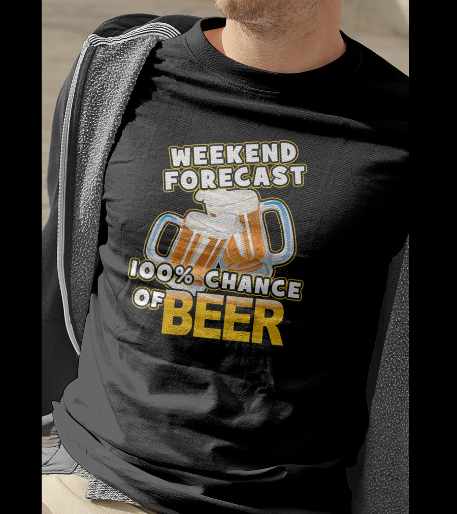 Weekend Forecast 100% Chance Of Beer Two Mugs T-Shirt