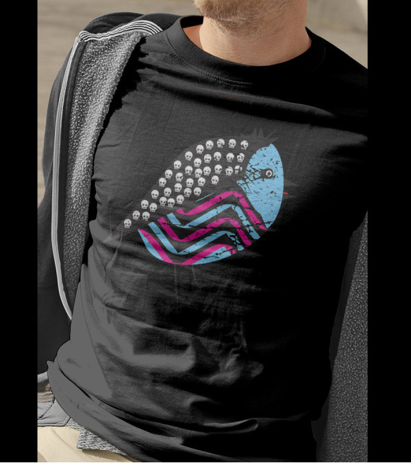 Weird Monster Tiny Bird With Skulls And Colorful Stripes T-Shirt