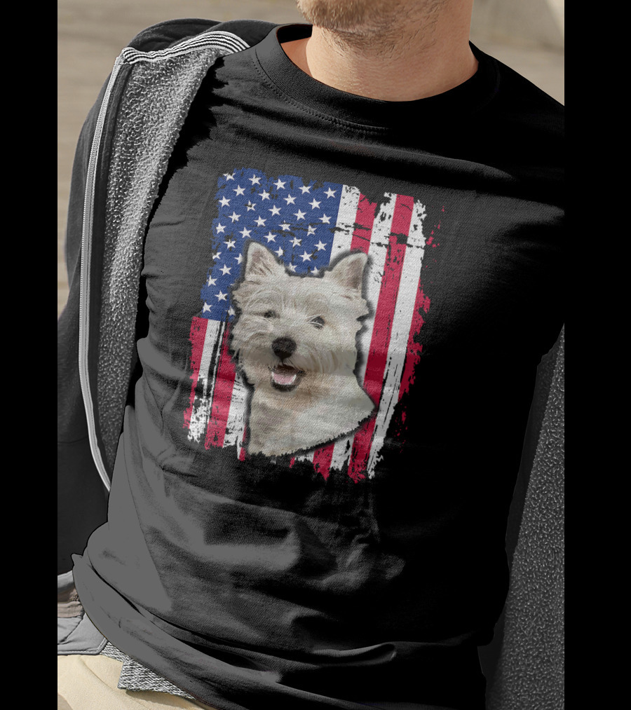 Westie USA Flag Independence Day T-Shirt