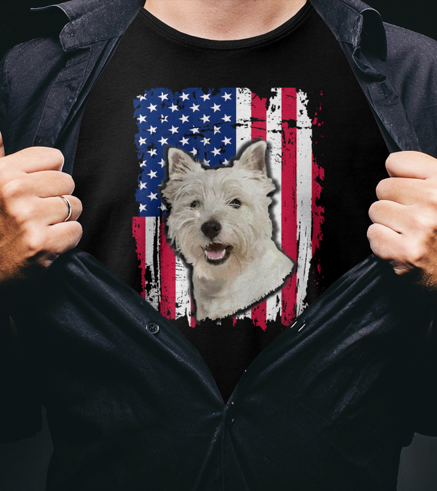 Westie USA Flag Independence Day T-Shirt