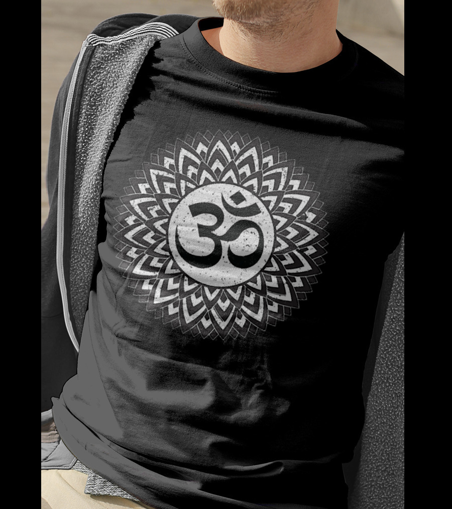 White Mandala Flower Floral Om Symbol T-Shirt