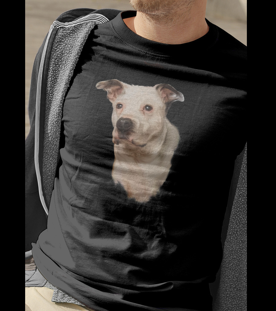 White Pit Bull Dog Portrait For Pitbull Lovers T-Shirt