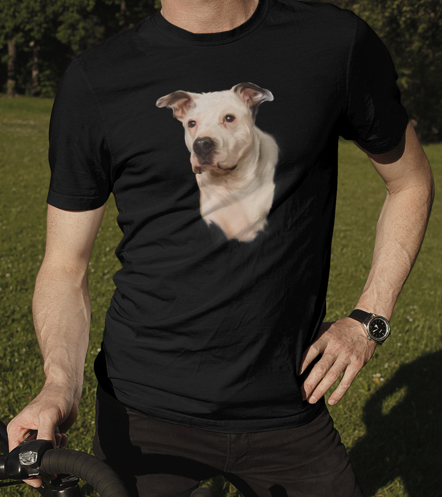 White Pit Bull Dog Portrait For Pitbull Lovers T-Shirt