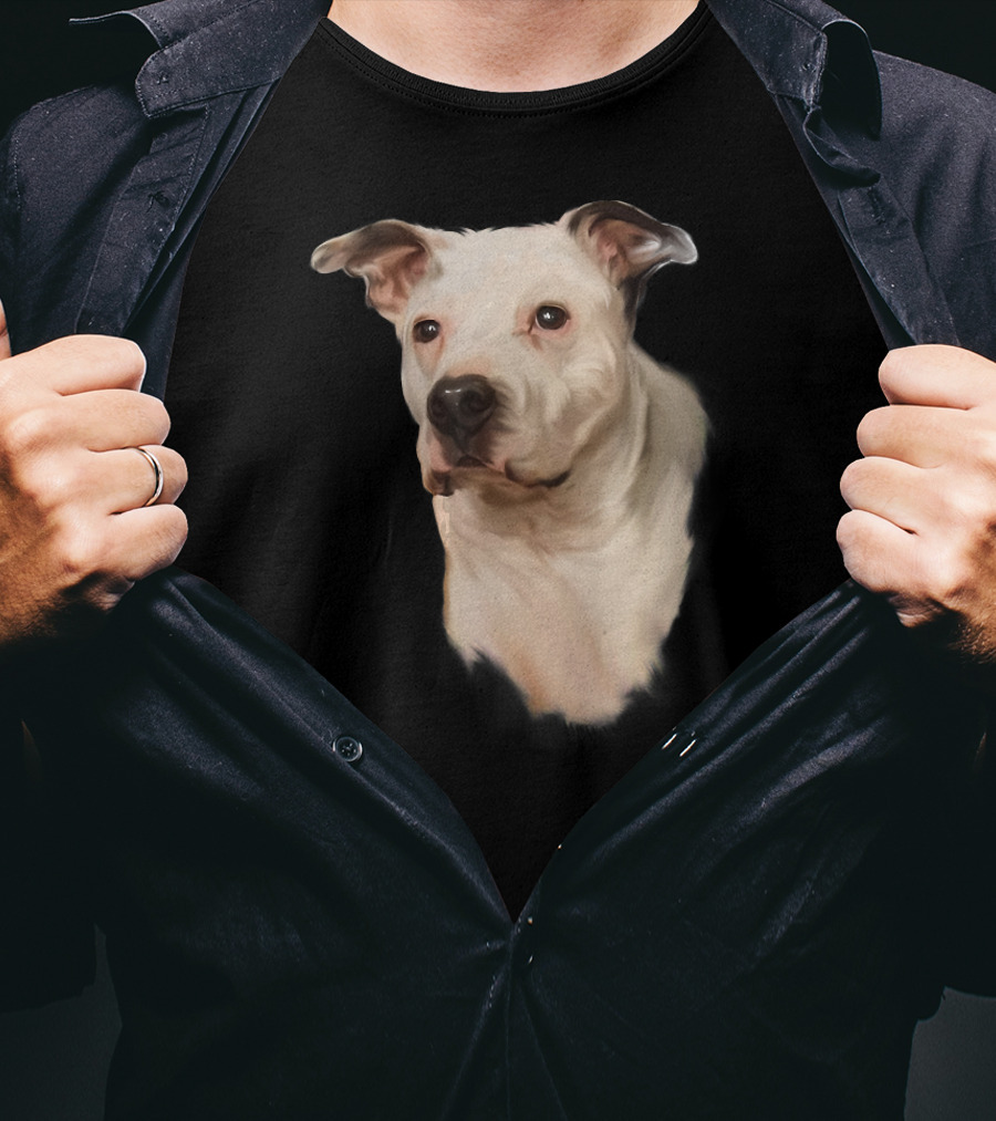 White Pit Bull Dog Portrait For Pitbull Lovers T-Shirt