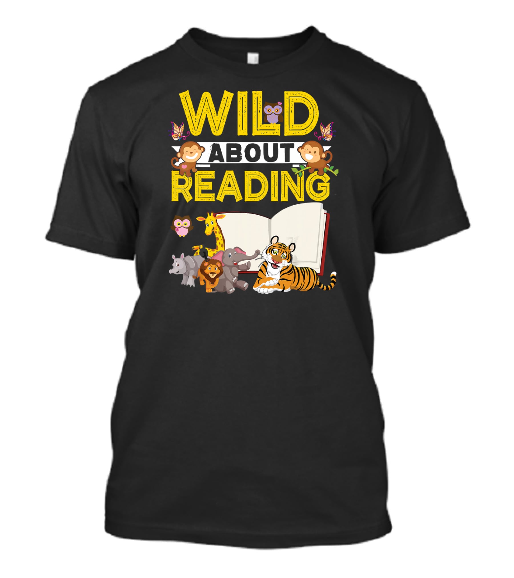 Wild About Reading Back To School Jungle Safari Animals Kids Book T-Shirt