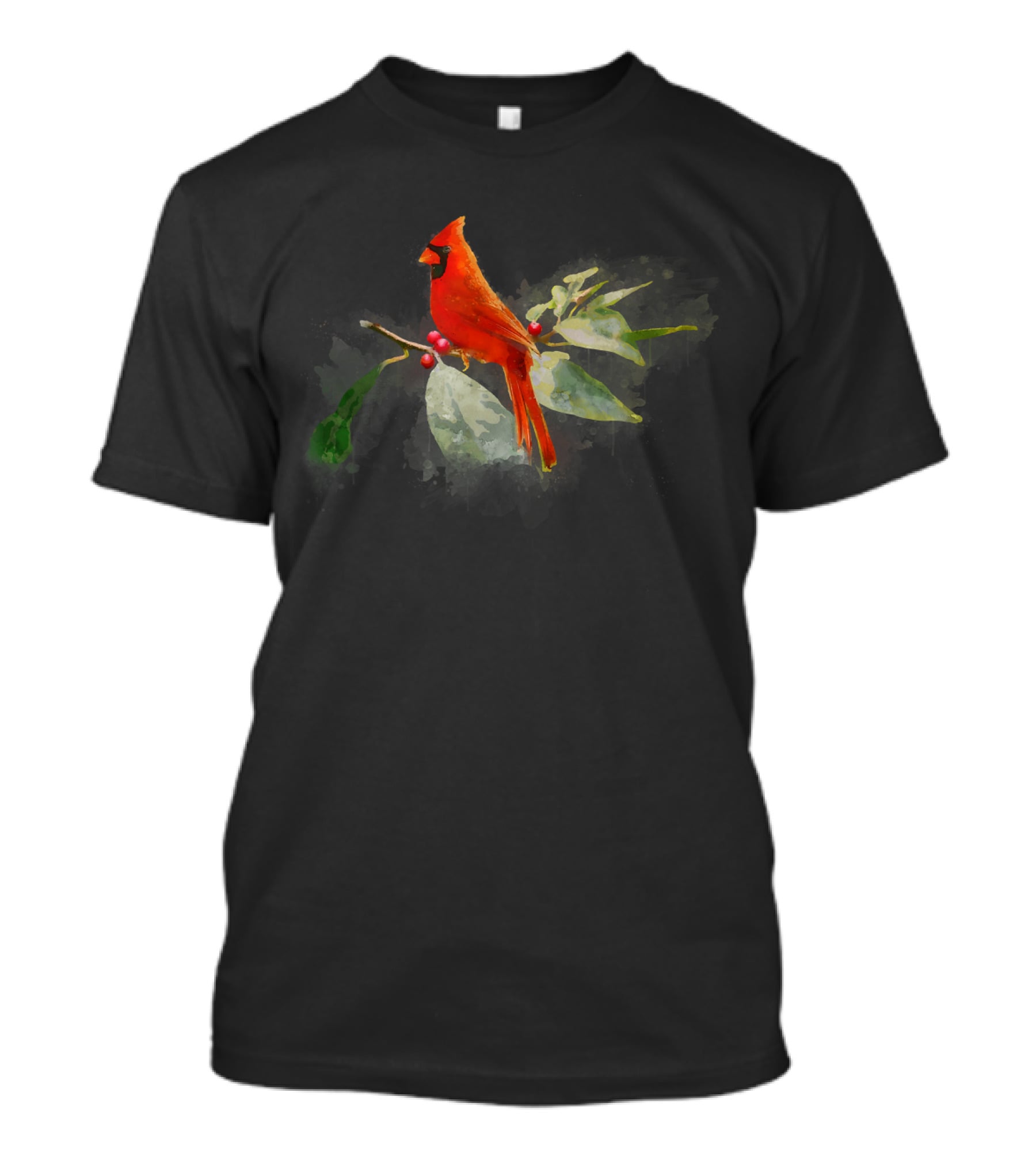Wild Red Cardinal Bird On Berry Branch T-Shirt