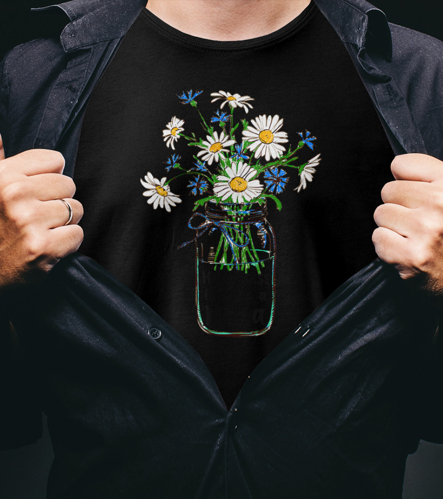 Happiness Is Being A Nana Life Flow With Daisy Bouquet T-Shirt