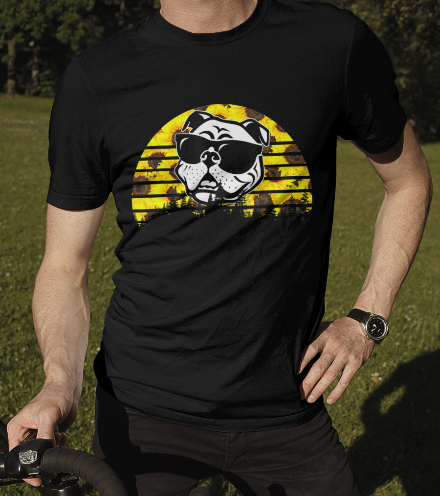 Pitbull Sunflower Sunglasses T-Shirt