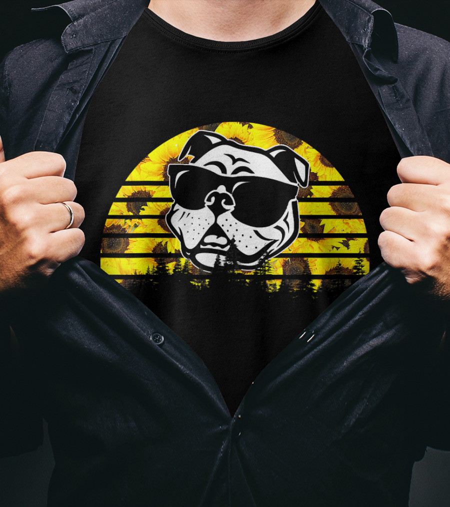 Pitbull Sunflower Sunglasses T-Shirt