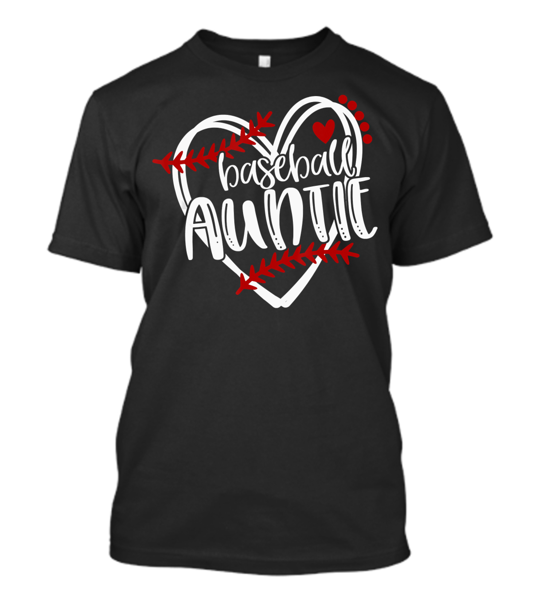 Baseball Auntie Heart With Stitches And Red Accents T-Shirt
