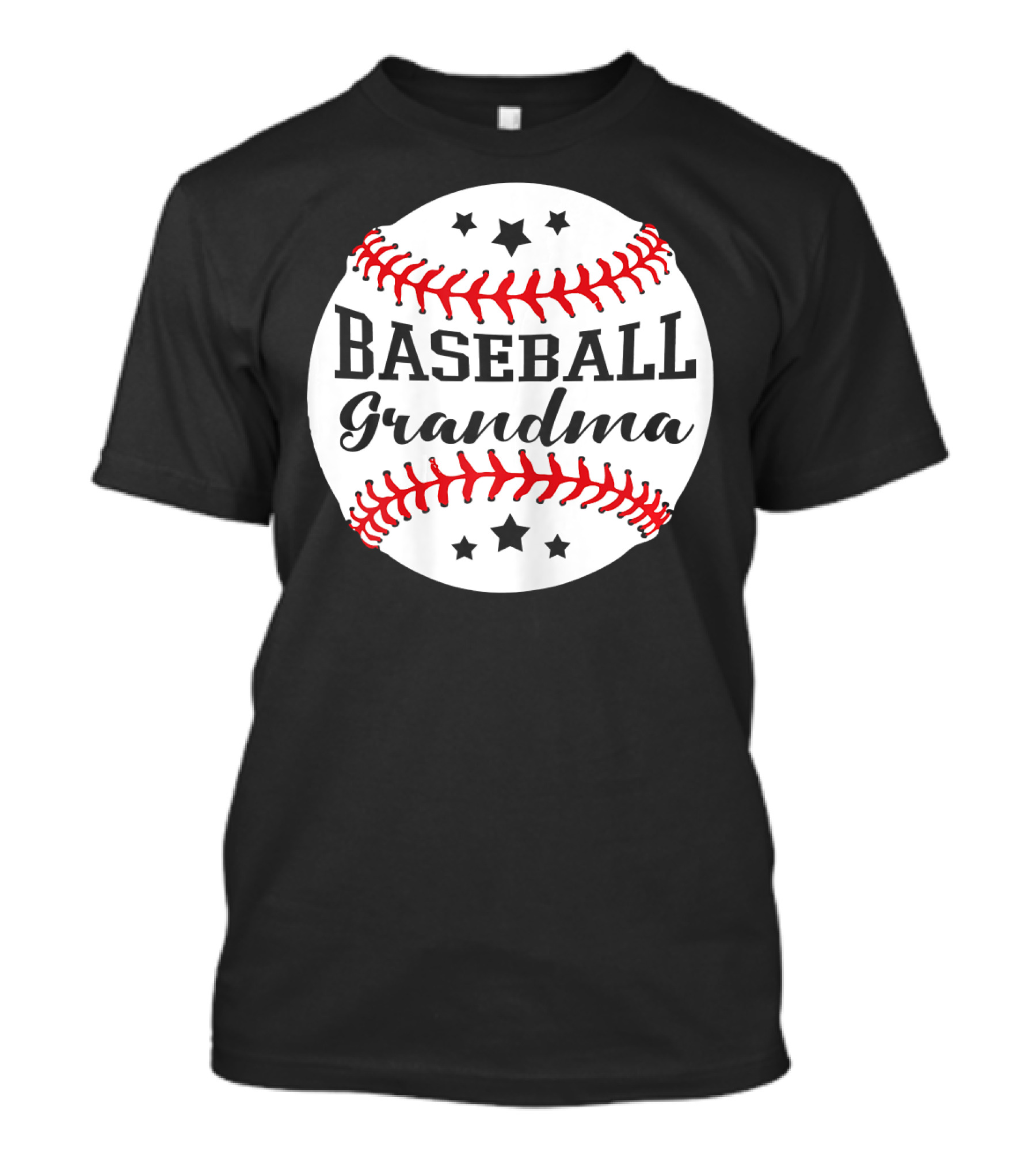 Baseball Grandma Star Pattern Ball Stitching T-Shirt