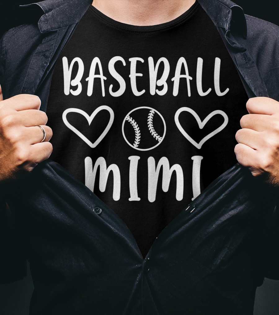 Baseball Mimi Heart Graphic Team Gra T-Shirt